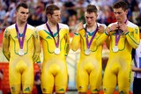 Jack Bobridge, Glenn O'Shea, Rohan Dennis and Michael Hepburn stand with their silver medals.