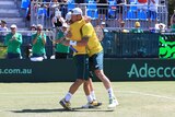 Lleyton Hewitt and Sam Groth at the Davis Cup