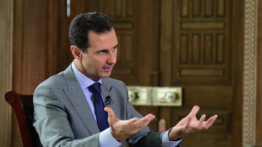 Syria's President Bashar al-Assad speaks during an interview.