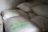 25 kg rice bags on a pallet