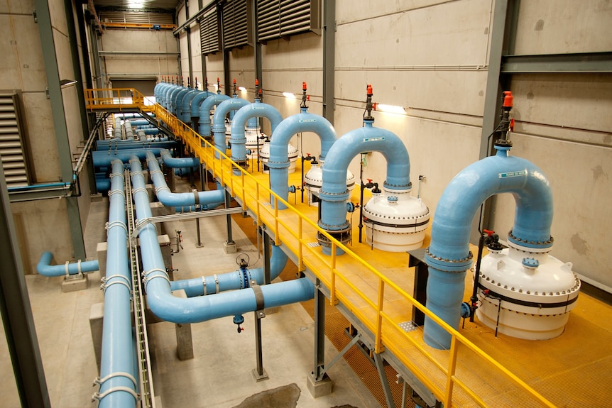 Pipes in a desalination plant.