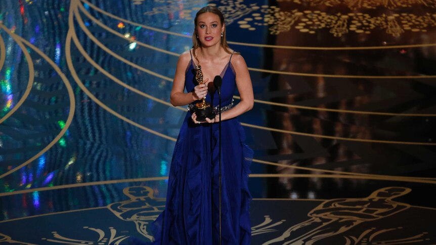 Brie Larson accepts the Oscar for Best Actress for her role in Room at the 2016 Oscars