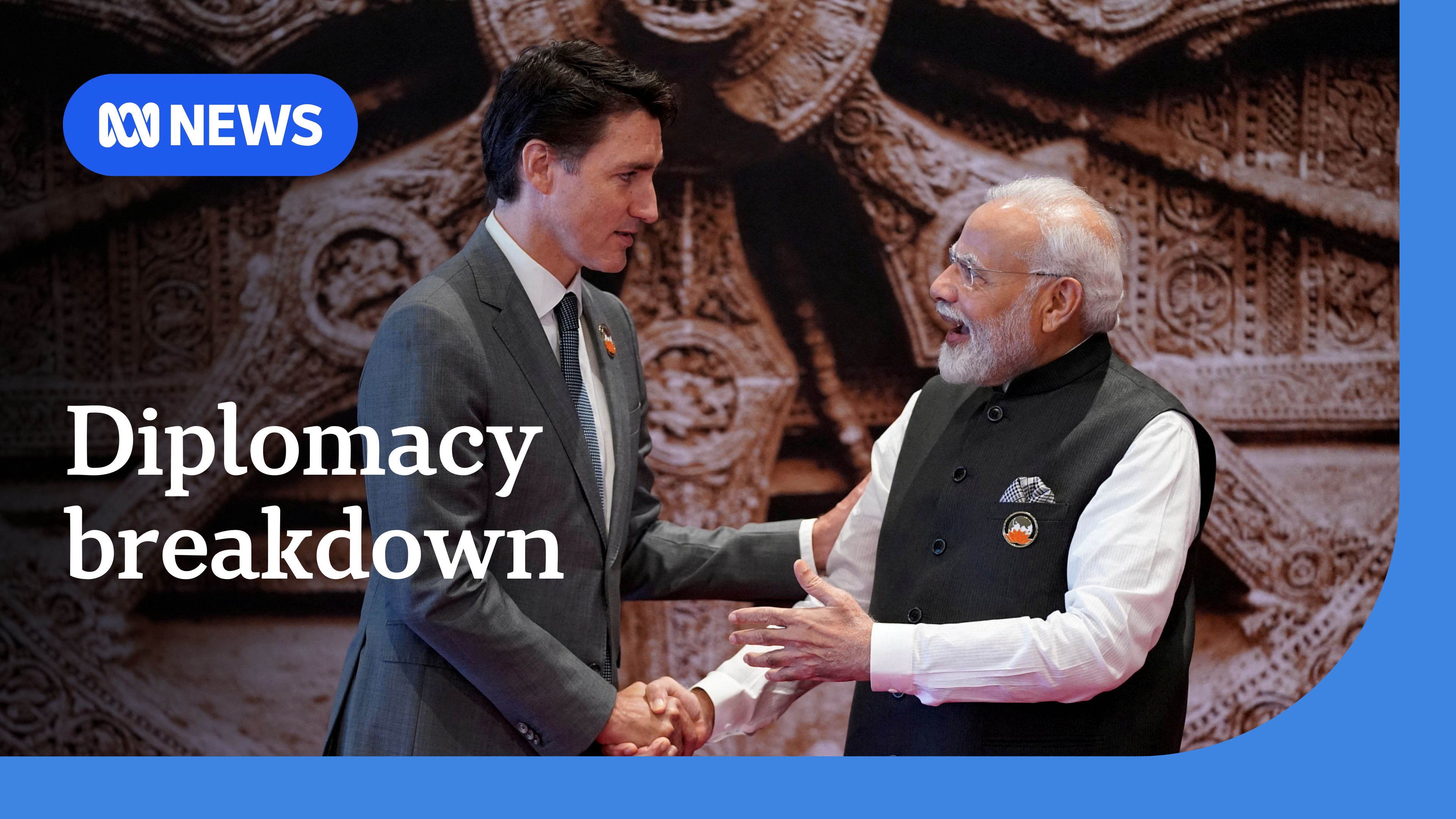 Diplomacy breakdown: Prime Ministers Modhi and Trudeau shake hands at G20 summit.