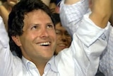 Victorious: The Liberals' Victor Dominello celebrates his win.