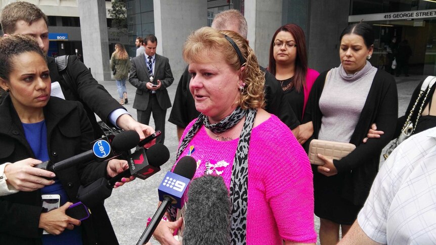 Marlene Locke speaks outside court after Mead was found guilty of his stepdaughter's murder.