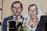 Scott Marsh mural of Tony Abbott marrying Tony Abbott
