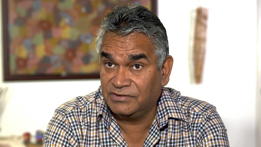 A close up shot of Indigenous activist Stephen Hagan in a living room.