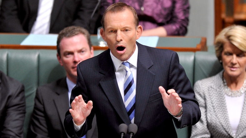 Tony Abbott says Julia Gillard and Bob Hawke are two "dishonest" Labor prime ministers.