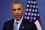 US President Barack Obama speaks during a news conference at the Pentagon in Arlington, Virginia.