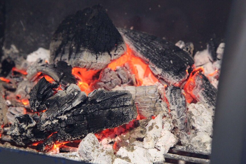 Hot coals at BBQ competition