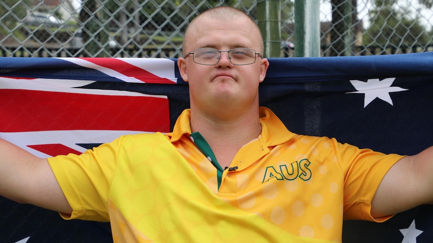 Andre Rivett is the first down syndrome athlete to represent Australia in athletics (Jessica Stewart, ABC News)