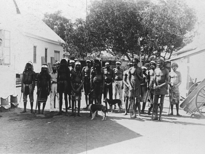 A group of Aboriginal people in Port Darwin