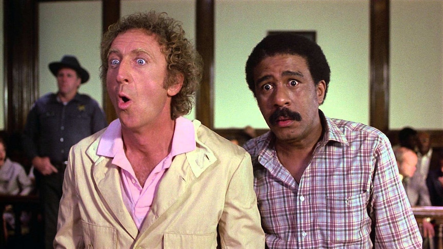 Gene Wilder with Richard Pryor in a scene from the 1980 comedy Stir Crazy.