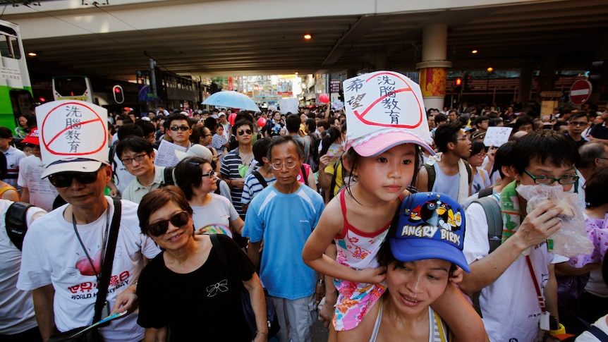 Thousands protest against education reform in Hong Kong