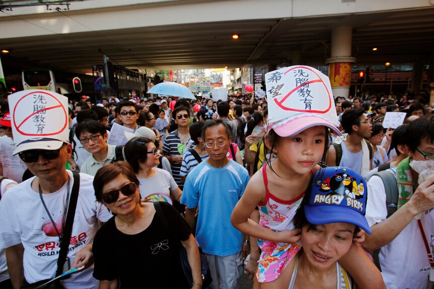 Thousands protest against education reform in Hong Kong