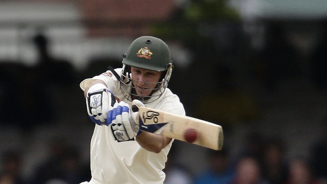 Sticking around...Hussey reached his 21st Test century early on day two.