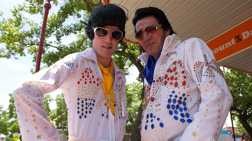 two men dressed as Elvis Presley