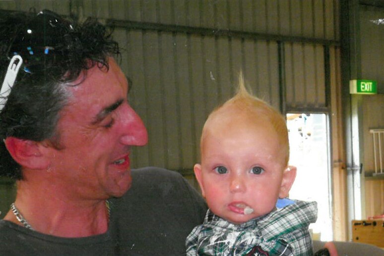 Former ice addict, Michael Noakes, with his son Lucas
