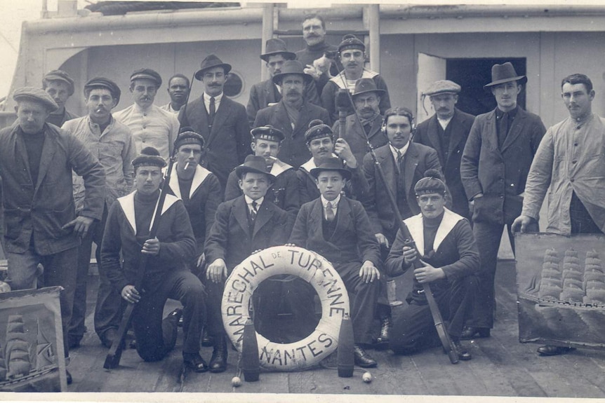 An 1918 photo of French seamen found at the Mission to Seafarers in Melbourne