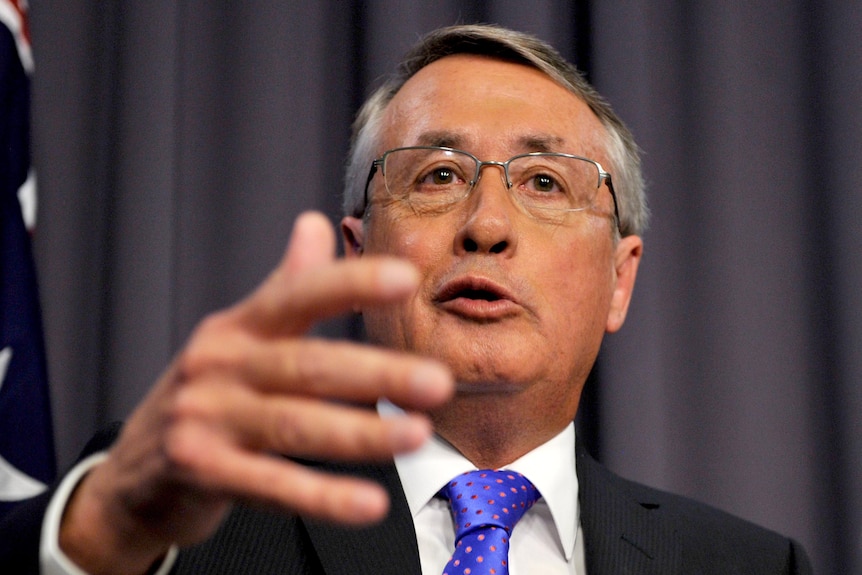 Treasurer Wayne Swan speaks about the mid-year economic forecast during a press conference.