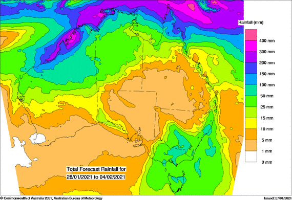 Map showing rain expected in south east and across the north