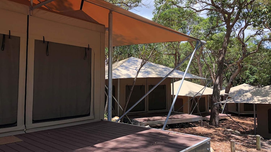'Glamping' tents at Adder Rock campground on North Stradbroke Island off Brisbane