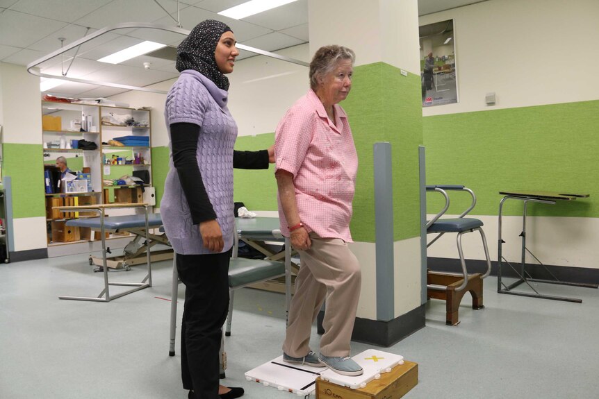 Physiotherapist Sakina Rashid-Chagpar and patient Elaine Crocketts