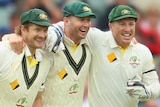 Watson, Haddin and Clarke embrace after clinching second Ashes Test