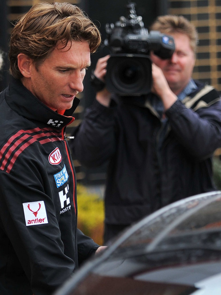 Essendon Coach James Hird leaves a Windy Hill training session on April 11.