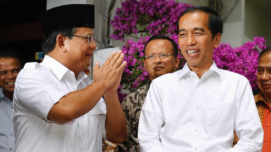 Indonesian president Joko Widodo and rival candidate Prabowo Subianto meet