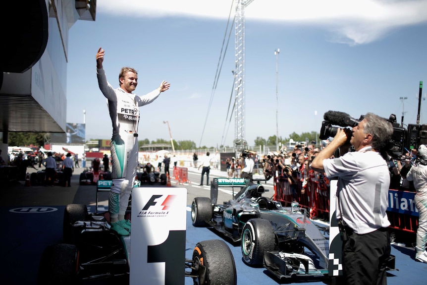 Rosberg celebrates Spanish Grand Prix win