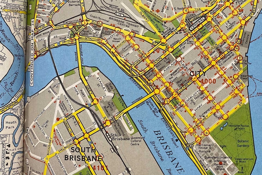 Street directory image of Brisbane City and South Brisbane.