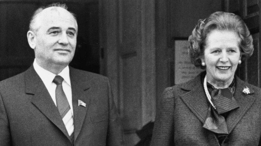 Mikhail Gorbachev poses with British prime minister Margaret Thatcher during his December 1984 visit to the UK.