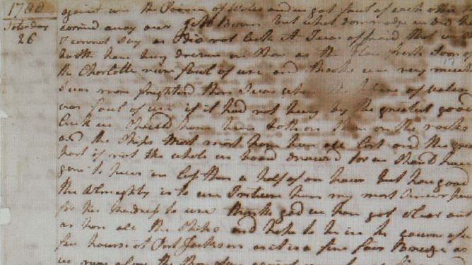 Entry dated 1788, Januray 26, in the diary of Ralph Clark, a naval office on the First Fleet