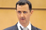 Syrian president Bashar al-Assad delivering a speech in Damascus on January 10, 2012