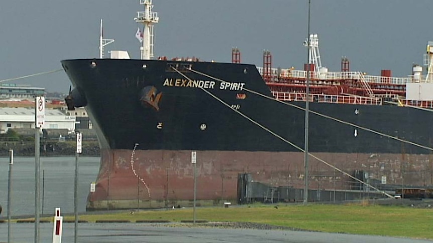 Bow of oil tanker Alexander Spirit in Devonport.