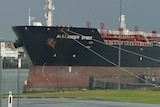 Bow of oil tanker Alexander Spirit in Devonport.