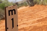 A flood marker in Broken Hill shows the one-metre mark.