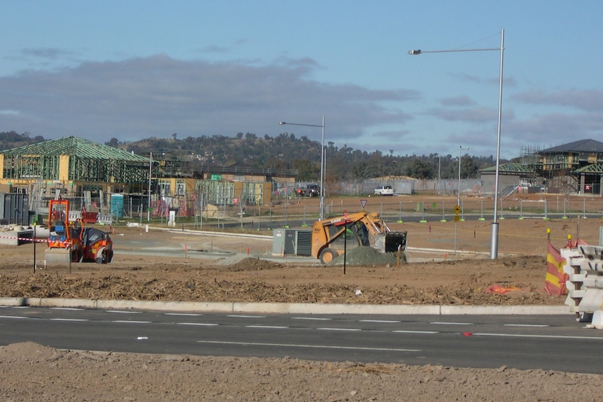 Houses under construction in new Canberra suburb of Wright in Molonglo Valley May 2012