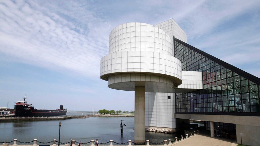 The exterior of the Rock and Roll Hall of Fame in Cleveland, designed by architect I.M. Pei. Pei