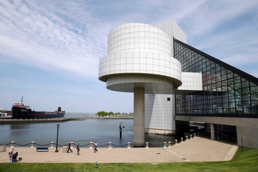 The exterior of the Rock and Roll Hall of Fame in Cleveland, designed by architect I.M. Pei. Pei