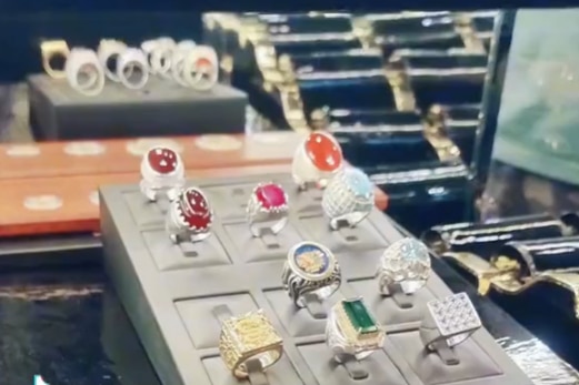 Diamond rings on display at Zara Jewellers