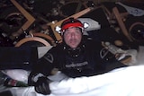 Italian diver in sunken ship