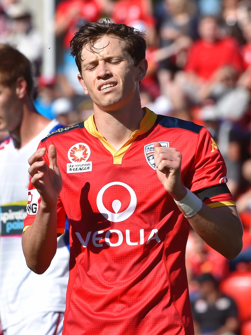 Goodwin reacts to missed shot for Adelaide United