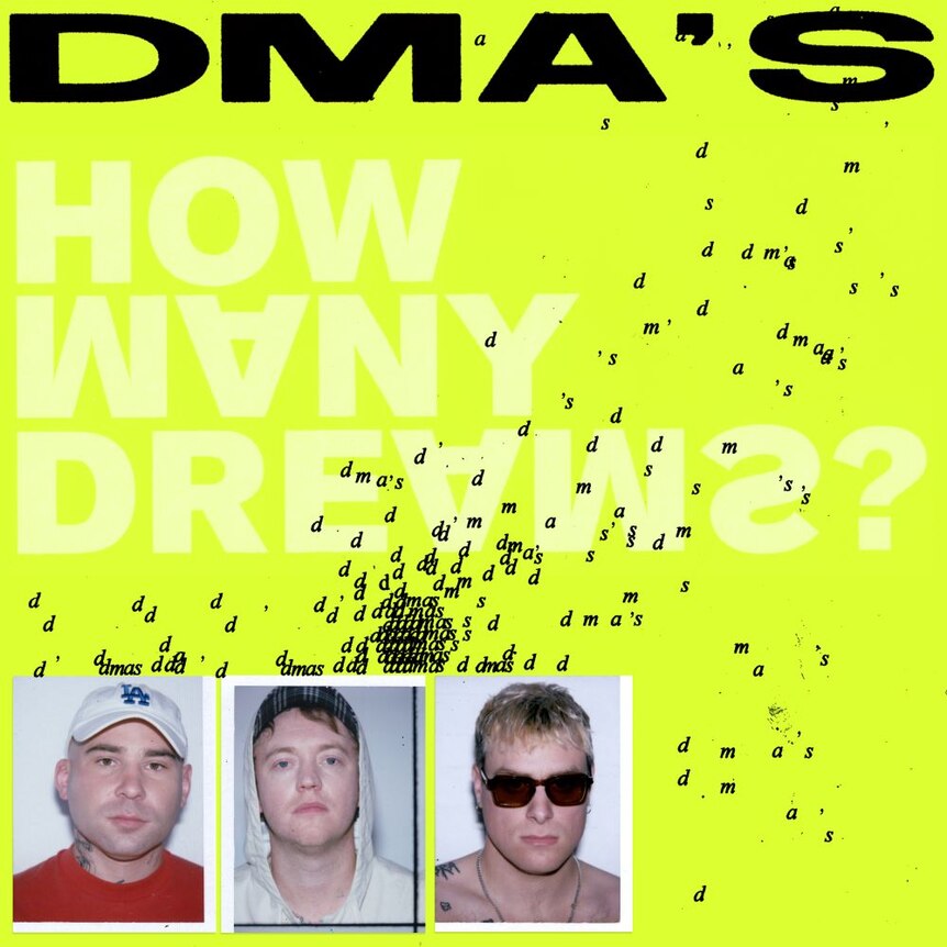 Lime green album cover with photographs of each band member.