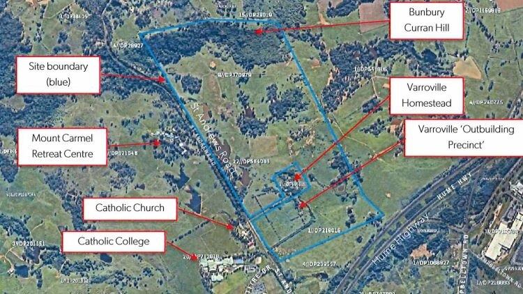 A map showing the location of significant sites around the planned cemetery.