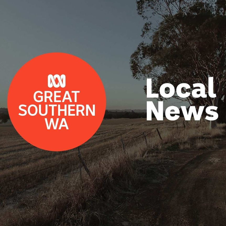 A country road between fields, with the ABC Great Southern WA logo and Local News superimposed over it.