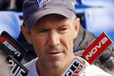 Bulldogs coach Steve Folkes talking to the media at Belmore Sports Ground on April 28, 2004.  