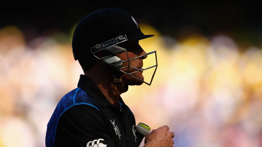 McCullum leaves the field after being dismissed for a duck in the final