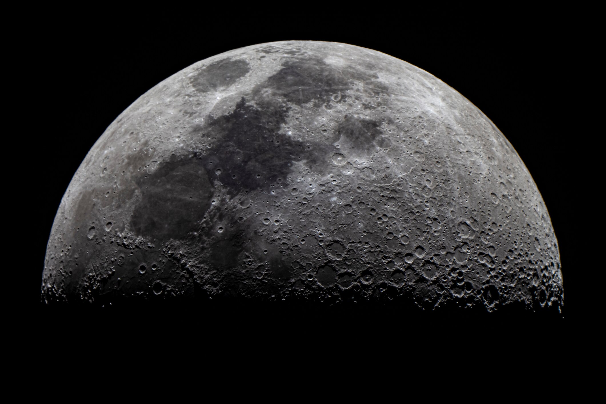 Close-up of moon against clear sky at night from Granada in Spain.